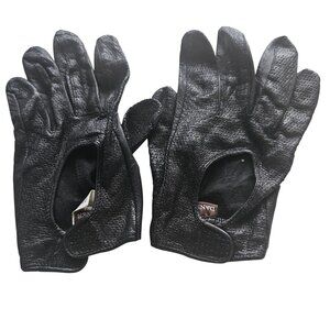Danier Black Genuine Leather Driving Gloves With Cut-Out Design Sz S